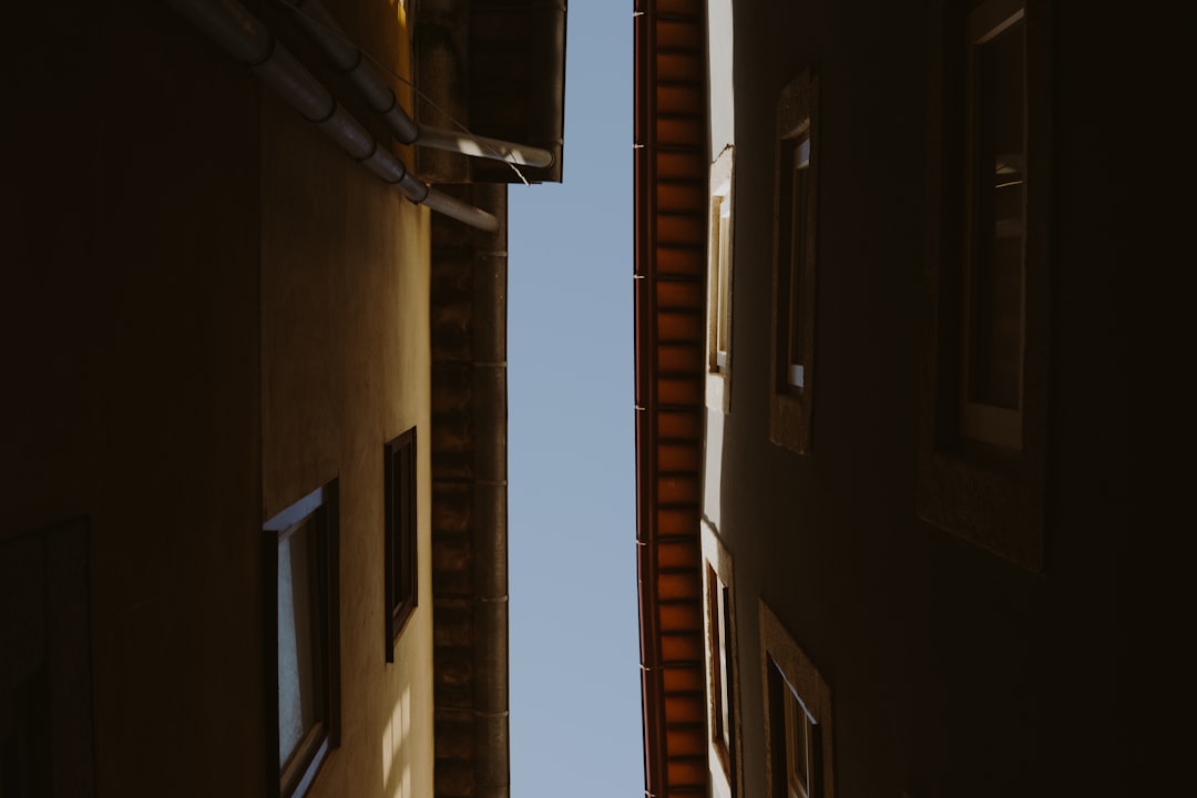 bottom view of two buildings
